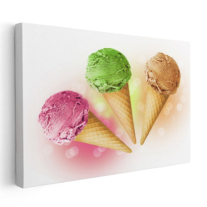 Dondurma Külahları - Üç Farklı Lezzet Kanvas Tablo