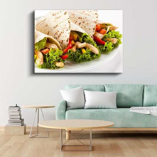 Dürüm Çeşitleri - Tavuklu Gurme Lezzet Kanvas Tablo