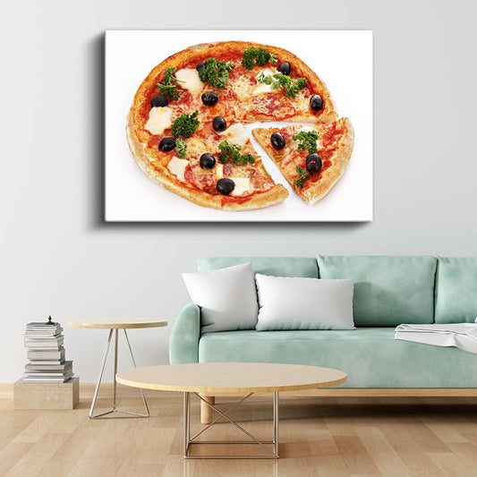 İtalyan Pizzası - Zeytinli ve Otlu Klasik Lezzet Kanvas Tablo
