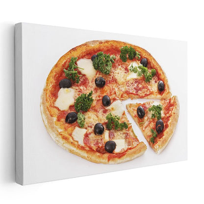 İtalyan Pizzası - Zeytinli ve Otlu Klasik Lezzet Kanvas Tablo