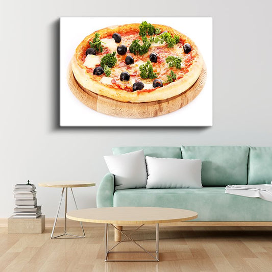 Margarita Pizza - Zeytinli ve Yeşillikli Özel Tarif Kanvas Tablo