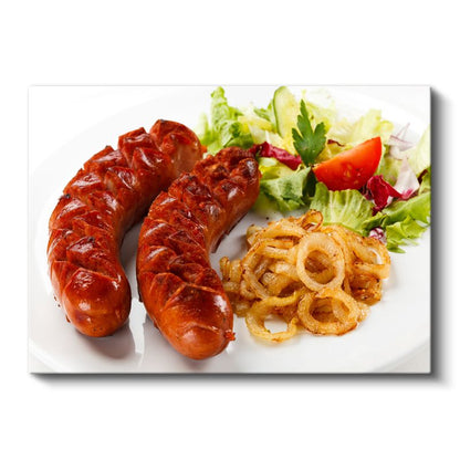 Izgara Sosis - Karamelize Soğan ve Taze Salata İle Kanvas Tablo