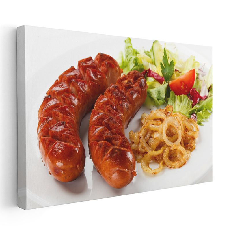 Izgara Sosis - Karamelize Soğan ve Taze Salata İle Kanvas Tablo