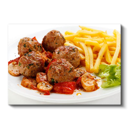 Köfte Tabağı - Domates Soslu ve Patates Kızartmalı Kanvas Tablo