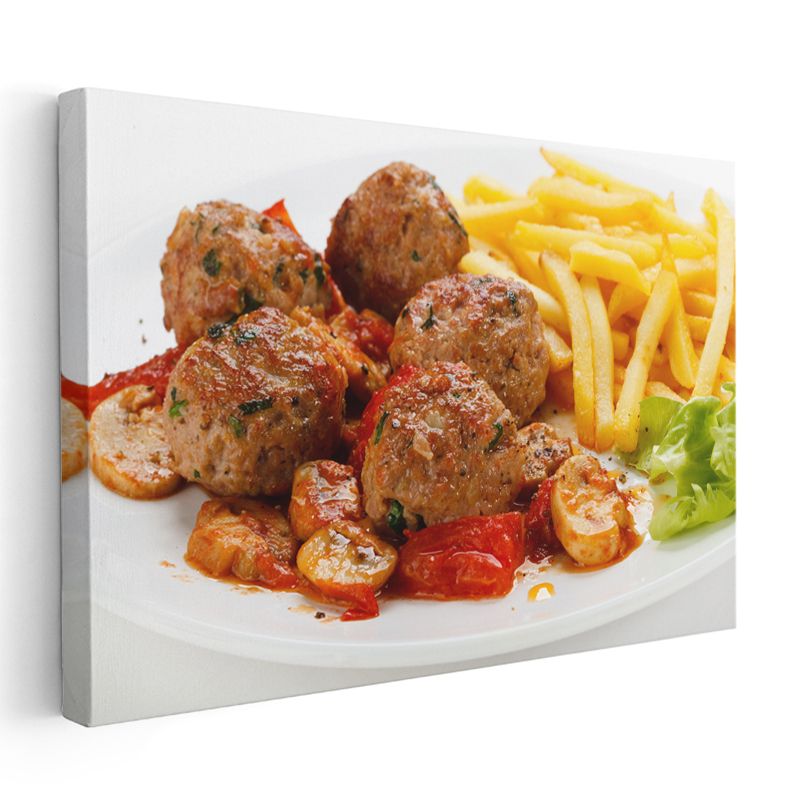 Köfte Tabağı - Domates Soslu ve Patates Kızartmalı Kanvas Tablo