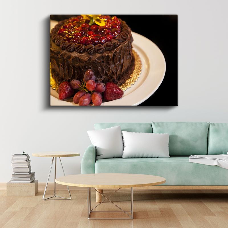 Çikolatalı Meyve Pastası - Taze Meyvelerle Süslenmiş Lezzet Kanvas Tablo