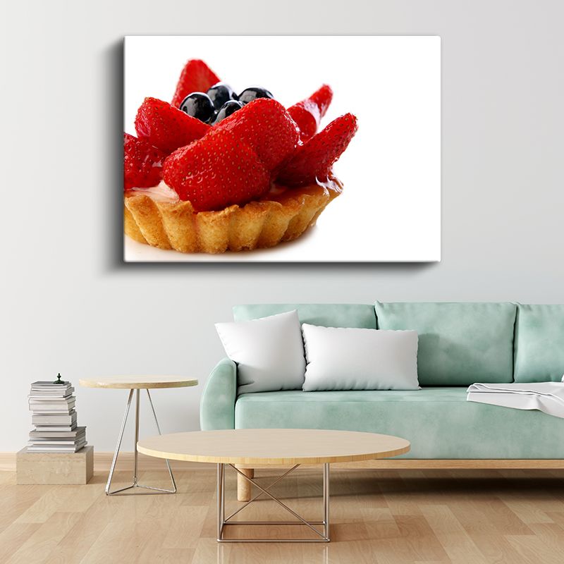 Çilekli Tart - Taze Meyvelerle Bezeli Mini Tatlı Kanvas Tablo