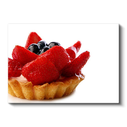 Çilekli Tart - Taze Meyvelerle Bezeli Mini Tatlı Kanvas Tablo