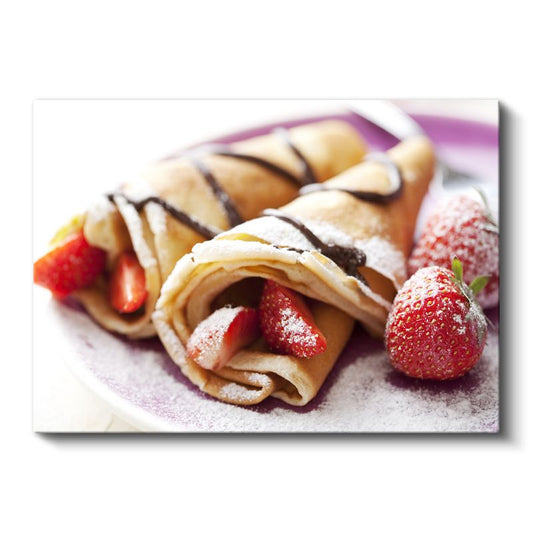 Çilekli Krep - Pudra Şekerli Tatlı Atıştırmalık Kanvas Tablo