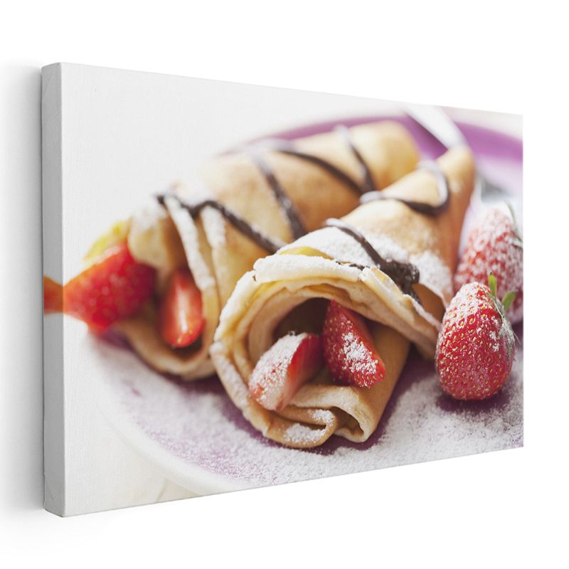 Çilekli Krep - Pudra Şekerli Tatlı Atıştırmalık Kanvas Tablo