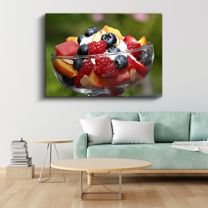 Meyveli Parfé - Taze Meyveler ve Krema Karışımı Kanvas Tablo