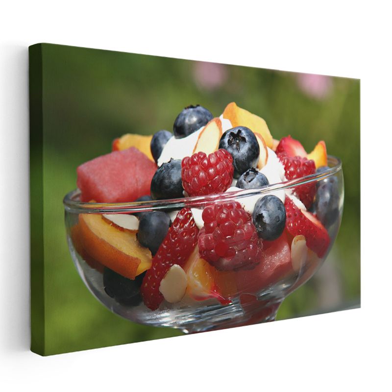 Meyveli Parfé - Taze Meyveler ve Krema Karışımı Kanvas Tablo
