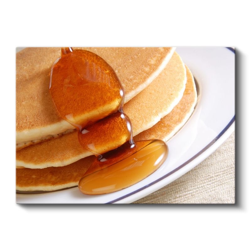 Akçaağaç Şuruplu Pancake - Altın Rengi Kahvaltı Lezzeti Kanvas Tablo
