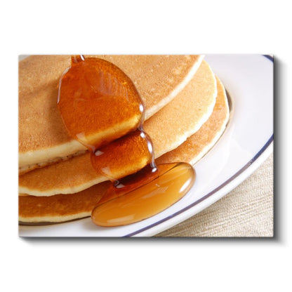Akçaağaç Şuruplu Pancake - Altın Rengi Kahvaltı Lezzeti Kanvas Tablo