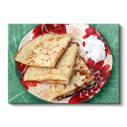Altın Krep - Kaymak İle Servis Edilmiş Lezzetli Hamur İşi Kanvas Tablo