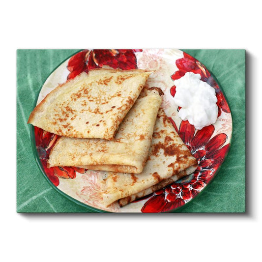 Altın Krep - Kaymak İle Servis Edilmiş Lezzetli Hamur İşi Kanvas Tablo