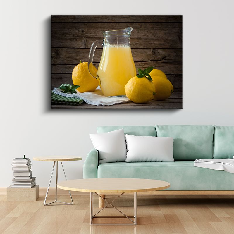 Taze Limon Suyu - Sarı Meyvelerle Hazırlanmış Serinletici İçecek Kanvas Tablo