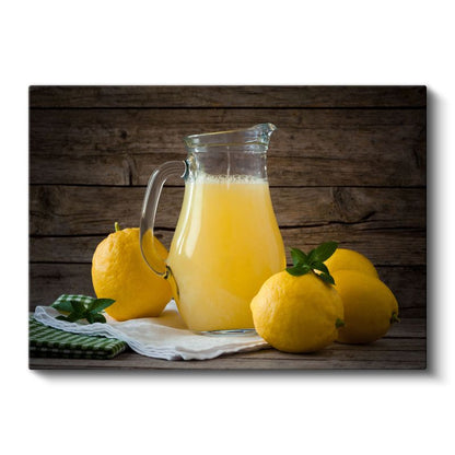 Taze Limon Suyu - Sarı Meyvelerle Hazırlanmış Serinletici İçecek Kanvas Tablo