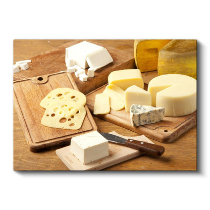 Gurme Peynir Çeşitleri - Ahşap Kesme Tahtasında Sunulmuş Lezzetler Kanvas Tablo
