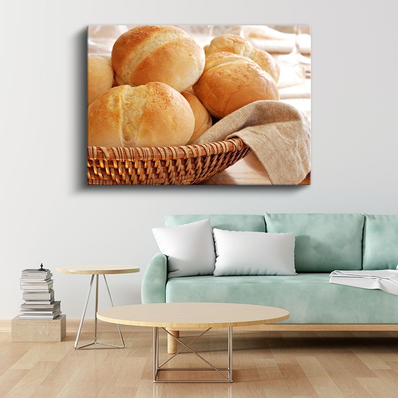 Mini Ekmekler - Hasır Sepette Sunulmuş Taze Fırın Ürünleri Kanvas Tablo