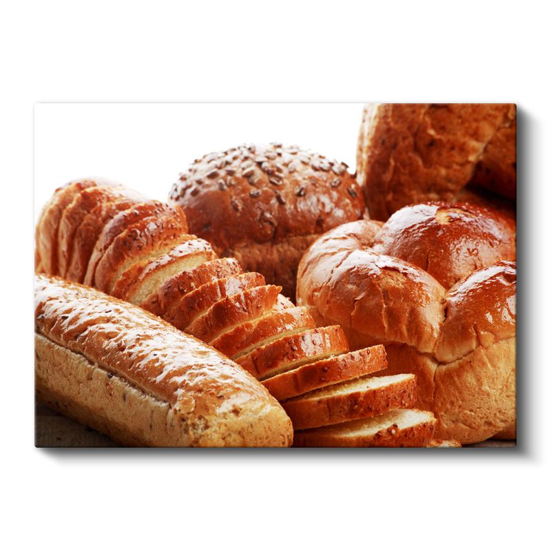 Ekmek Çeşitleri - Dilimlenmiş Farklı Formda Fırın Ürünleri Kanvas Tablo