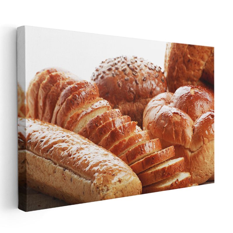 Ekmek Çeşitleri - Dilimlenmiş Farklı Formda Fırın Ürünleri Kanvas Tablo