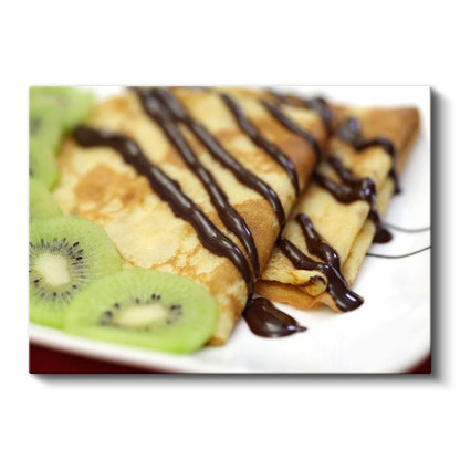 Çikolatalı Krep - Taze Kivi Dilimli Tatlı Kanvas Tablo