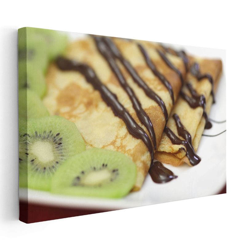 Çikolatalı Krep - Taze Kivi Dilimli Tatlı Kanvas Tablo