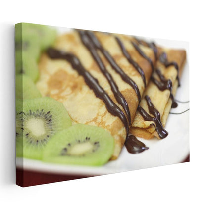 Çikolatalı Krep - Taze Kivi Dilimli Tatlı Kanvas Tablo