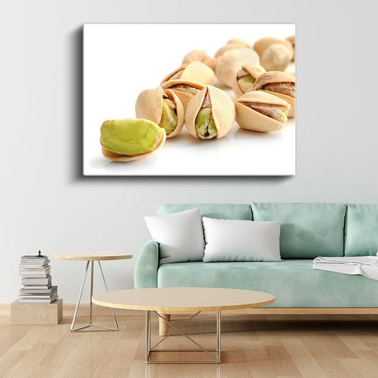 Antep Fıstığı - Açılmış Yeşil İçli Kuruyemiş Kanvas Tablo