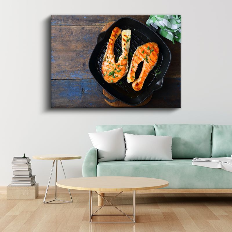 Izgara Somon - Baharatlı Deniz Lezzeti Kanvas Tablo