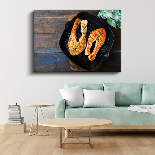 Izgara Somon - Baharatlı Deniz Lezzeti Kanvas Tablo