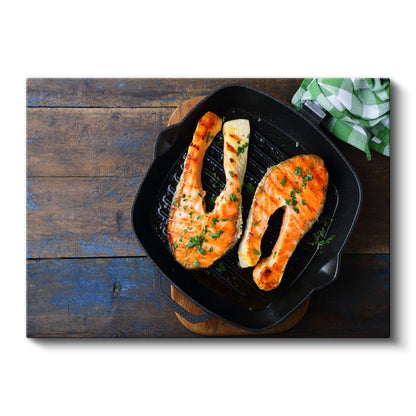 Izgara Somon - Baharatlı Deniz Lezzeti Kanvas Tablo