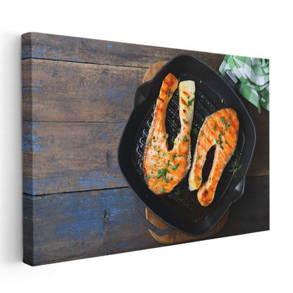 Izgara Somon - Baharatlı Deniz Lezzeti Kanvas Tablo