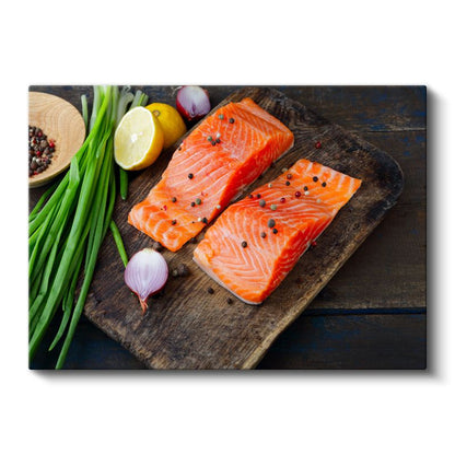 Taze Somon Fileto - Limonlu Baharatlı Deniz Ürünü Kanvas Tablo