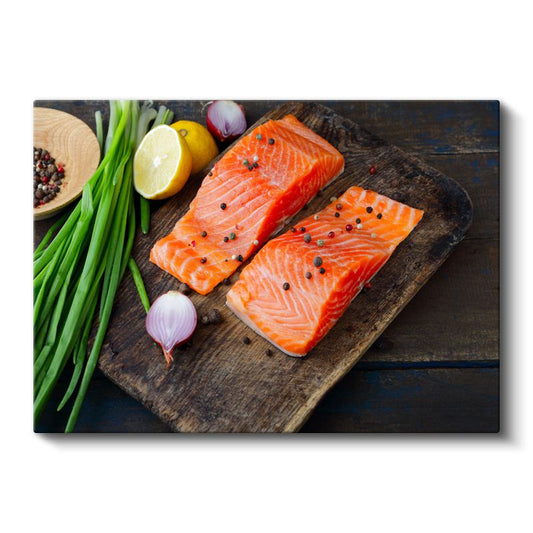 Taze Somon Fileto - Limonlu Baharatlı Deniz Ürünü Kanvas Tablo