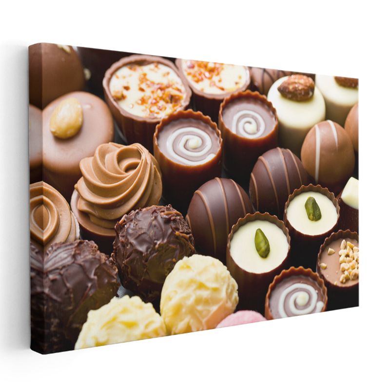 El Yapımı Çikolatalar - Lüks Pralin Çeşitleri Kanvas Tablo