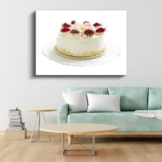 Çilekli Pasta - Kremsi Lezzet Kanvas Tablo