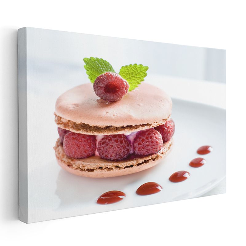 Ahududulu Macaron - Pembe Lezzet Kanvas Tablo
