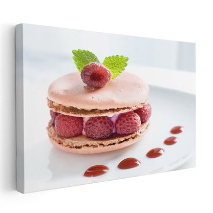 Ahududulu Macaron - Pembe Lezzet Kanvas Tablo