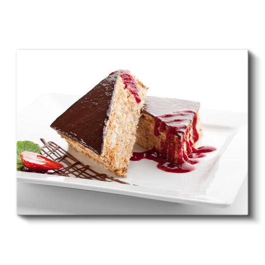 Çikolatalı Pasta - Meyve Soslu Dilim Kanvas Tablo