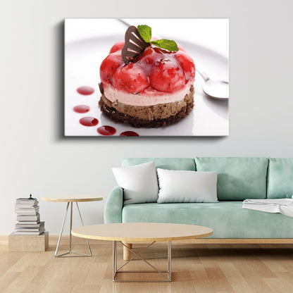 Meyveli Tatlı - Çikolata Süslemeli Lezzet Kanvas Tablo