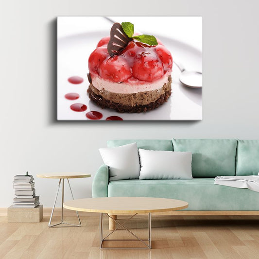 Meyveli Tatlı - Çikolata Süslemeli Lezzet Kanvas Tablo