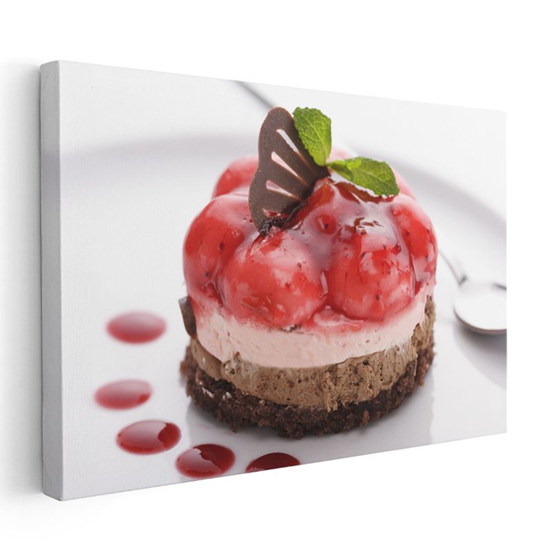 Meyveli Tatlı - Çikolata Süslemeli Lezzet Kanvas Tablo