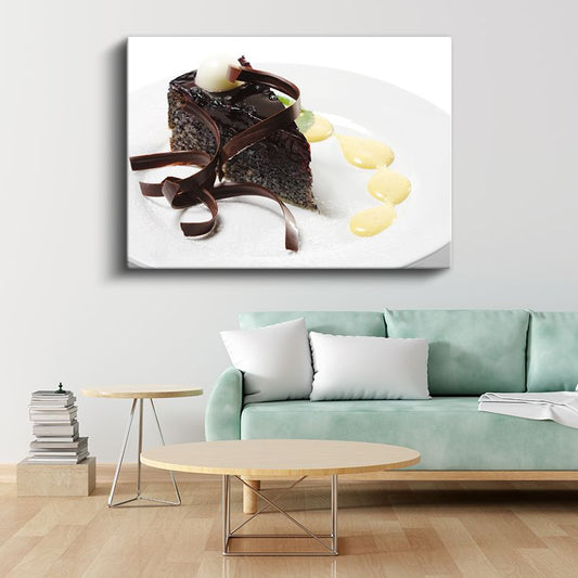 Çikolatalı Dilim - Dekoratif Pasta Kanvas Tablo