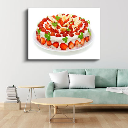 Meyveli Pasta - Çilek ve Muz Süslemeli Kanvas Tablo