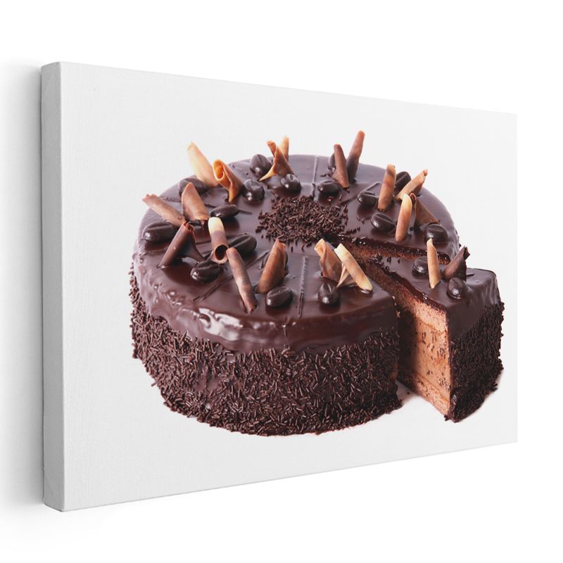 Çikolatalı Pasta - Lezzetli Çikolata Parçacıkları ile Süslenmiş Kanvas Tablo