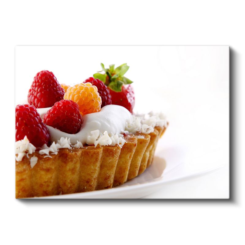 Meyveli Tart - Taze Ahududu ve Çilek ile Bezeli Kanvas Tablo