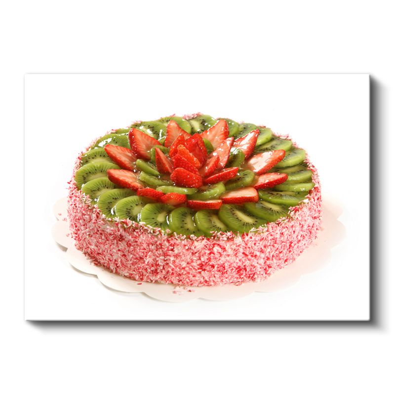 Meyve Şöleni - Çilek ve Kivi Dilimleriyle Süslenmiş Pasta Kanvas Tablo