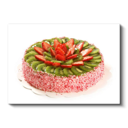 Meyve Şöleni - Çilek ve Kivi Dilimleriyle Süslenmiş Pasta Kanvas Tablo